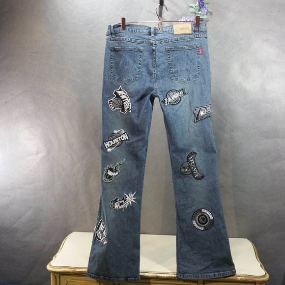 LeMore Vintage 90's Patch Covered Jeans SZ 11. - Picture 2 of 8